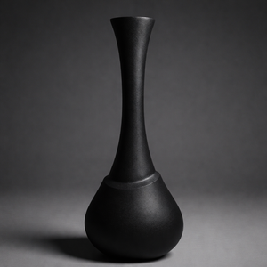Elegant Matte <b>Black</b> Metal <b>Flower</b> <b>Vase</b> Featuring A Slim Neck And Rounded Base Design For Sophisticated Modern Interior Decoration - Product Image 1