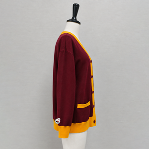 Women <b>Burgundy</b> Yellow V-Neck <b>Cardigan</b> Full Sleeve Casual Knitted Sweater Pockets Winter Wear 100% Acrylic Anti-Pilling Quick Dry - Product Image 4
