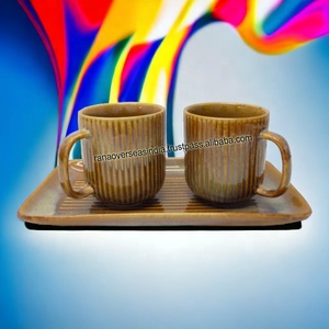 Factory Wholesale Stocked New Design Modern Luxury Ceramic Mug <b>Set</b> with Customized Logo Tray for Home Coffee Shop Use - Product Image 4