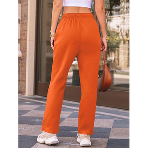 Pantalon de jogging ample pour femme, taille basse, avec cordon de serrage, en molleton uni, coupe décontractée, ourlet ouvert - Product Image 3