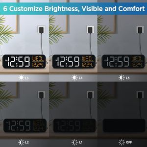 Large Display Digital Alarm Clock for Bedrooms and Office Dimmable 5 Dimmers Date Day Week Desk Table Clocks for Living Room - Product Image 3