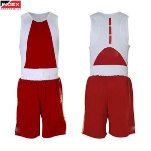 Men's Red White <b>Boxing</b> Uniform Set Moisture Wicking Training Wear Index sports wear Wrestling Singlet Style Adult Size - Product Image 1