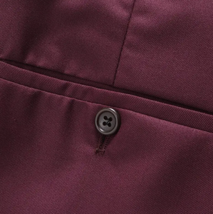 Traje de Negocios Cruzado para Hombre, Color Borgoña, Mezcla de Lana, Cuello de Solapa, Corte Regular, Antiarrugas - Product Image 4