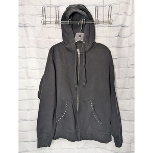 Fournisseur d'usine de sweats à capuche OEM avec rivets, sweat à capuche en coton épais de haute qualité avec embellissements en rivets, streetwear tendance, personnalisation de la marque - Product Image 1