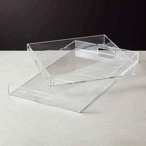High Quality Acrylic Display Serving Storage Tray For Tea Coffee Breakfast Rounded <b>Clear</b> Lucite Tray For Home Coffee <b>Table</b> Decor - Product Image 4