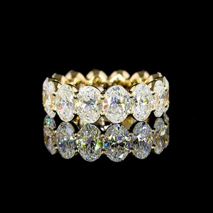 Anillo de Diamantes Ovalados de 5 Quilates con Certificación IGI, Banda de Eternidad Completa, Oro Amarillo de 18K, Anillo de Boda Apilable, Directo de Fábrica - Product Image 4