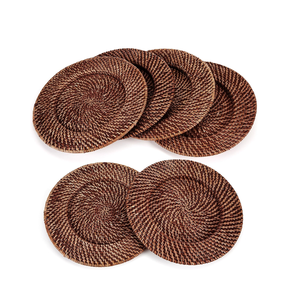 Handwicker Boho Round Rattan Charger Plates 13 inch for <b>Dinner</b> Rattan Placemat for Christmas Party Wedding Decor - Product Image 1