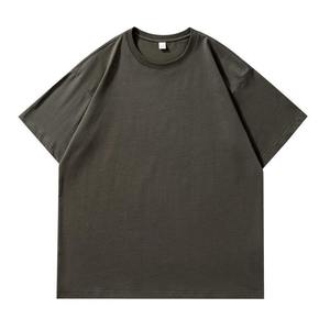 เสื้อยืดคอกลมแขนสั้นสีชมพูทรงโอเวอร์ไซส์สำหรับผู้ชาย ผ้าถักเนื้อนุ่ม 100% ผ้าฝ้าย ระบายอากาศได้ดี เป็นมิตรกับสิ่งแวดล้อม ผ้าแคนวาส 280 กรัม - Product Image 5