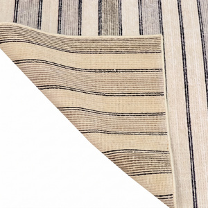Tapis à rayures horizontales gris ivoire anthracite en laine écologique antidérapant, tapis linéaire minimaliste pour salon et intérieurs d'hôtel - Product Image 6