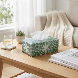 Wholesale Quality Classic Square Mother Pearl <b>Tissue</b> Boxes Mosaic <b>Pattern</b> Design Eco-Friendly Free Standing Decorative <b>Paper</b> - Product Image 3