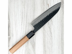 Couteau de cuisine de style japonais, lame en acier inoxydable martelé, manche en bois, pour la viande et les légumes - Product Image 4