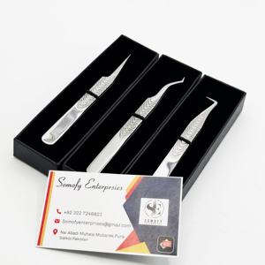 Pinzas de pestañas de acero inoxidable con etiqueta privada personalizada, nuevo diseño de agarre, herramienta hecha a mano para extensiones de pestañas postizas sostenibles - Product Image 6
