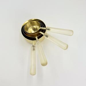 Nuevas tazas medidoras de acero inoxidable de alta calidad con mango de resina para café en grano, polvo y líquidos, etc. - Product Image 2