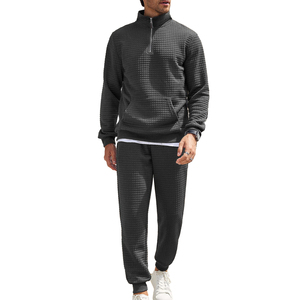 Man Half <b>Zip</b> Sweatshirt Suits Set Manufacturers Custom Men Quarter <b>Zip</b> Waffle Polo Knit Sport Hoodie Tracksuit and Jogger Sets - Product Image 6