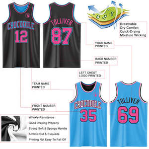 Camiseta de Baloncesto Sublimada Personalizada con Nombre de Equipo 00, Secado Rápido, 300g, Poliéster, Cuello Redondo, Unisex, Adulto, Todas las Temporadas - Product Image 3