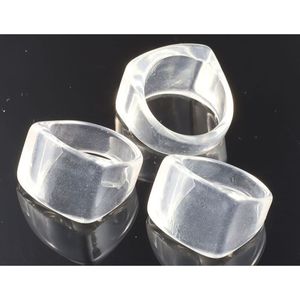 Modern Resin Craft Chunky Band Rings Clear Transparent Lightweight Handmade Fashion Jewelry for Men Women - Product Image 2