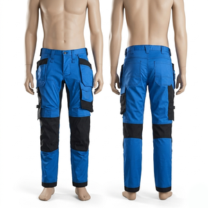 300 GSM Cotton Polyester <b>Work</b> <b>Pant</b> Men Blue Grey Knee Panels Custom Print Logo Safety Wear Cargo <b>Work</b> <b>Pant</b> - Product Image 3
