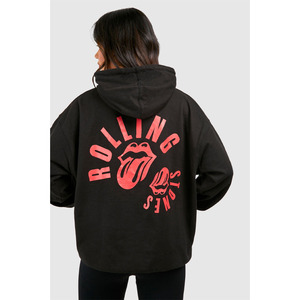 Sweat-shirt à capuche surdimensionné pour femme, noir, écologique, 100% coton, manches longues, avec poche kangourou sur le devant - Product Image 2