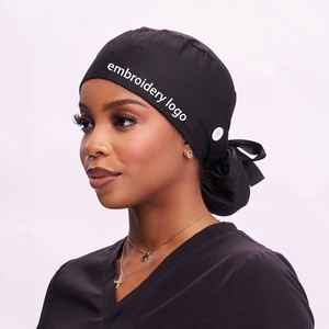 Wholesale Custom Logo Cotton Surgical Hat With Ponytail Nurse Scrub <b>Cap</b> Satin Lined for Doctor Nurse Medical Hat Size Adjustable - Product Image 4