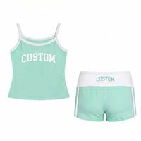 Ensemble décontracté 2 pièces pour femme en laine brodée rose uni, col en V, épaules tombantes, manches longues, short, haute qualité, printemps, Texas