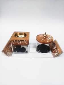 Luxury wooD Mabkhara <b>Oud</b> Burner for Home Decor and Fragrance Decorative Sandalwood Look Resin <b>Bakhoor</b> Burner - Product Image 4