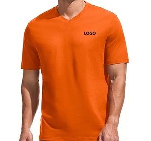 เสื้อยืดคอวีผู้ชาย ปักโลโก้ได้ แห้งเร็ว ระบายอากาศดี แขนสั้น ผ้าถัก 100% คอตตอน เป็นมิตรกับสิ่งแวดล้อม ดีไซน์เรียบง่าย - Product Image 6