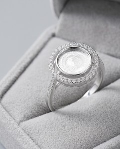 Bague en argent sterling 925 massif, ronde, non ajustable, avec base de sertissage pour cabochon, pour la création de bijoux DIY - Product Image 5