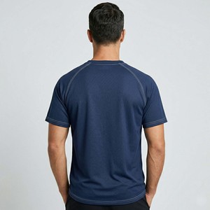 High Quality Moisture Wicking Blank Men's Sports Activewear T Shirt Blue Raglan Sleeve Workout <b>Tee</b> - Product Image 2