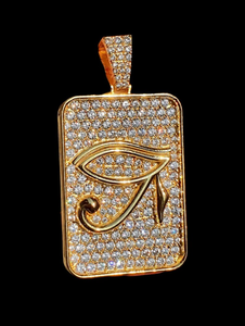 Colgante de Lujo Chapado en Oro de 18K y Plata 925 con Moissanita, Diseño Ojo de Horus, Micro Pavé Iced Out, Unisex, para Fiesta - Product Image 5