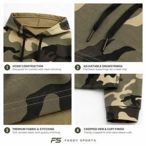 Sudadera Corta con Capucha de Camuflaje Personalizada para Mujer, Estilo Urbano, Manga Larga, Informal, Deportiva - Product Image 4