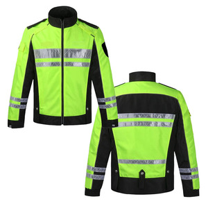 Men's High Visibility Reflective Motorcycle <b>Jacket</b> Windproof Polyester Zipper Closure Regular Fit Stand Collar Moto Biker Style - Product Image 1