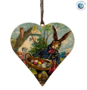 Ornement de Pâques en forme de cœur avec lapin décoratif et haltère, ornement suspendu en forme de cœur par Linea Exports Inc. - Product Image 3
