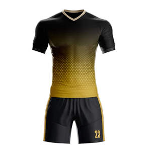 Custom <b>Men's</b> Red Yellow V Neck Soccer Jersey Kit with Black <b>Shorts</b> Moisture Wicking Polyester Sport Wear All Seasons - Product Image 4