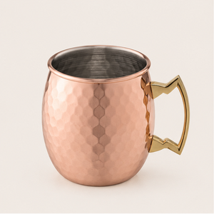Copper Moscow Mule <b>Mug</b> with <b>Gold</b> Brass Handle Handcrafted Hammered Metal Beer Cup for Cocktail Parties & Barware Wholesale - Product Image 3
