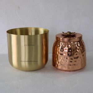 Récipient de luxe en laiton personnalisé 8Oz 10Oz 12Oz 14Oz Pots à bougie vides en cuivre doré Récipient pour la décoration intérieure et la fabrication de bougies - Product Image 4