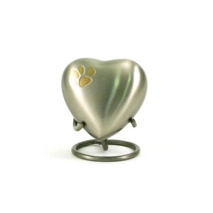 Brass Heart Urn with Stand Silver Floral Engraving Urn Ocean Blue <b>Memorial</b> <b>Keepsake</b> Container <b>Box</b> - Product Image 2