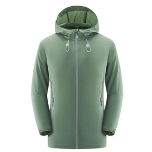 Wholesale RAPID SPORTS New Men's Winter <b>Hooded</b> Woolen Bonded Waterproof <b>Soft</b> <b>Shell</b> Seamless Stand Gray Zipper Closure Front - Product Image 2