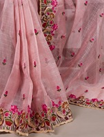 Sari indien ethnique de créateur pour occasions spéciales, avec broderie au fil, pour toutes les occasions et événements spéciaux, tenue pour femmes