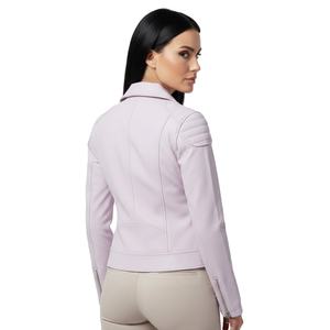 Chaqueta de Motociclista de Cuero Lavanda de Alta Calidad para Mujer, Personalizada, al por Mayor, Precio de Fábrica, Estilo Motero Genuino, Suministro OEM - Product Image 1