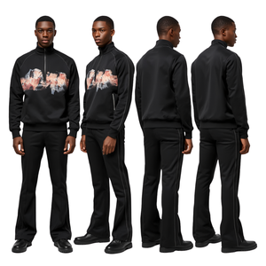 Conjunto Deportivo Moderno para Hombre con Diseño Gráfico Crystal Horizon, Cierre de Cremallera de un Cuarto y Pantalones Anchos - Product Image 2