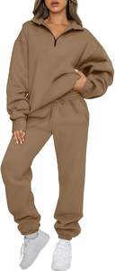 Ensemble de survêtement décontracté d'hiver personnalisé, coupe ajustée, deux pièces, t-shirt à manches courtes et pantalon long, pour l'entraînement et le jogging, OEM - Product Image 5