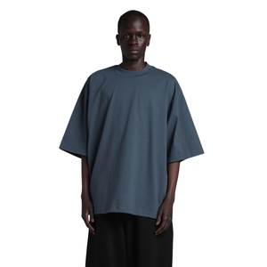 T-shirt oversize camel pour homme, col montant, épaules tombantes, manches courtes, en coton épais, vente en gros - Product Image 1