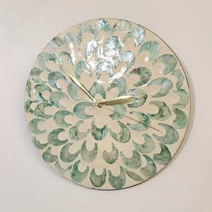 Big mosaic pearl shell inlaid <b>wall</b> clocks competitive price natural mother of pearls clock - Product Image 4