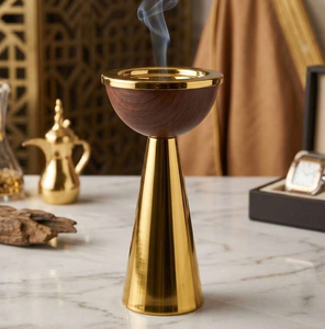 Brûleur d'encens à refoulement en métal fantaisie avec support, porte-encens d'aromathérapie pour la maison, diffuseur de parfum de luxe islamique - Product Image 6