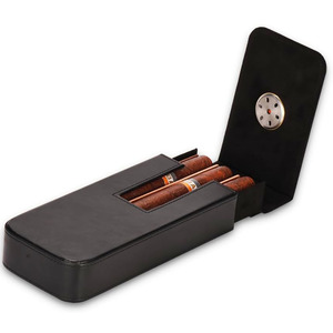 Estuche de puros de cuero premium con cortador integrado, de cuero genuino, para mayor comodidad en viajes, a bajo precio. - Product Image 2