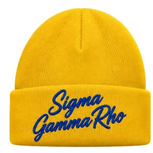 หมวกไหมพรมปักลายหัวใจแบบกำหนดเองสำหรับผู้หญิง Sigma Gamma Rho สีทอง หมวกไหมพรมอุ่นๆ สำหรับฤดูหนาว หมวกแฟชั่นลำลองสไตล์กรีก - Product Image 1