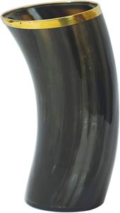 Gobelet en corne de buffle, tasse à boire artisanale en corne, verre en corne naturelle, mug en corne avec bordure en laiton, tasse en corne, gobelet Viking en corne, fait main - Product Image 4