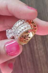 Bague en cluster de diamants de laboratoire taille ronde et marquise scintillants en or massif 14 carats pour femme, élégant cadeau de promesse ou de mariage pour la mariée - Product Image 2