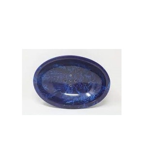 Porte-savon ovale moderne avec incrustation en résine bleue et bord doré, accessoire de bain en plastique durable à petit prix - Product Image 2