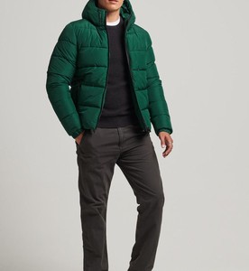 Veste matelassée verte à capuche pour homme, coupe-vent, fermeture éclair, décontractée, hiver, couleur unie, extérieur polyester, coupe régulière, prix usine - Product Image 3